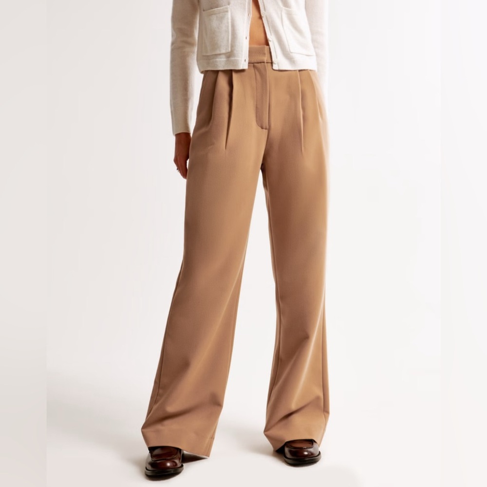 Abercrombie & Fitch Sloane Tan Tailored Wide Leg Pants
